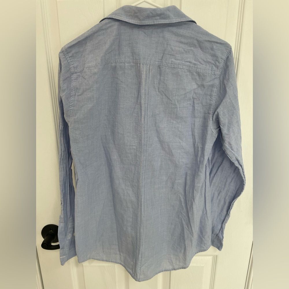 American Eagle Outfitters Blue White Stripe Accent Button Down Women’s Size S - Picture 2 of 5
